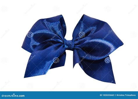 Blue Satin Gift Bow. Ribbon. Isolated on White. Stock Photo - Image of ...