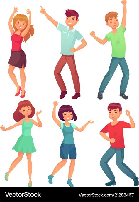 Cartoon dancing people happy dance of excited Vector Image