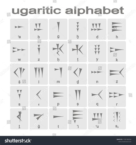 Set Monochrome Icons Ugaritic Cuneiform Alphabet Stock Vector (Royalty ...