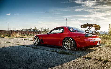 HD wallpaper: Mazda RX-6 red car side view at back, red coupe ...