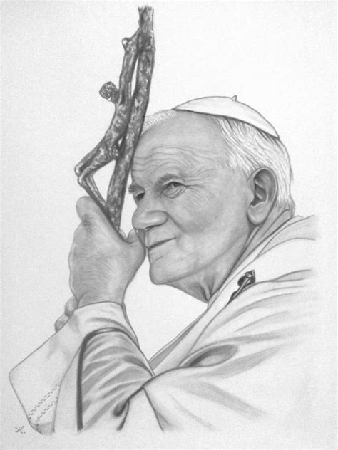 Pope John Paul II Drawing by Silvia Louro - Pixels