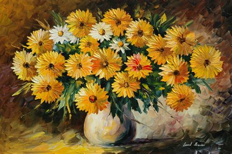 painting of sunflower bouquet #flowers #bouquet #vase #painting Leonid ...