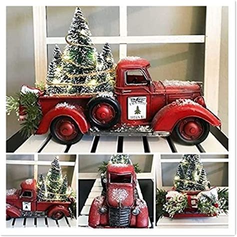 Red Farm Truck Christmas Centerpiece Christmas Red Truck Decor ...