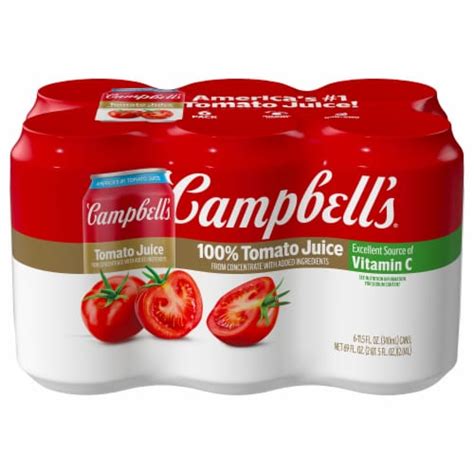 Campbell's® 100% Tomato Juice Cans, 6 ct / 11.5 fl oz - Smith’s Food ...