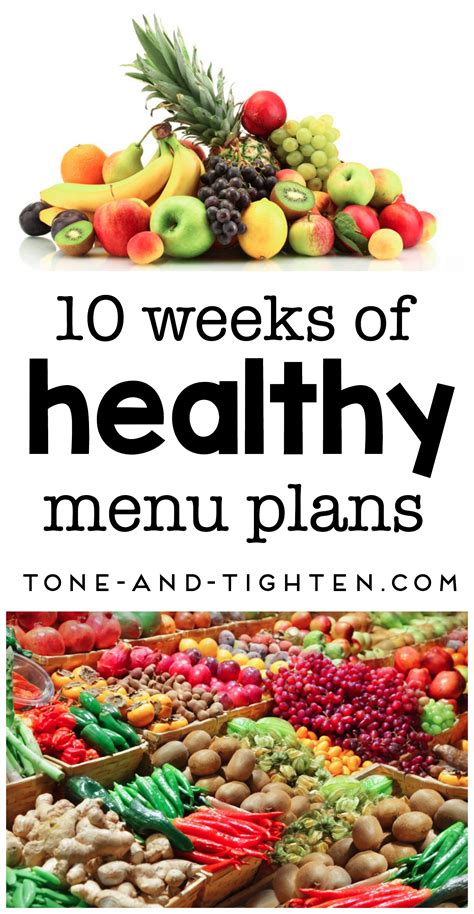 10 Free Healthy Menu Plans | Tone and Tighten