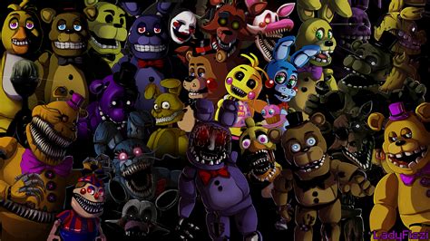 Five nights at Freddy's animatronics wallpaper by LadyFiszi on DeviantArt