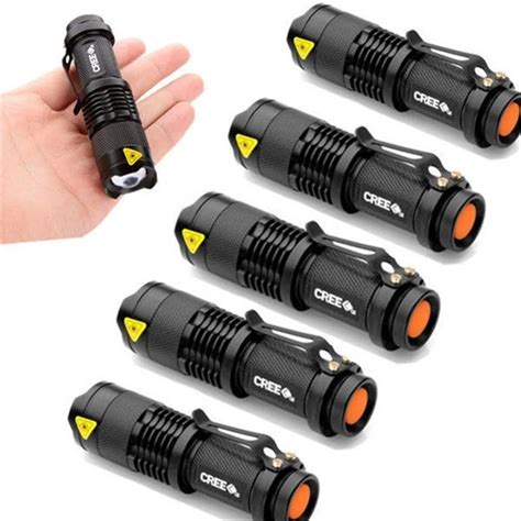 5pcs a pack Mini Tactical LED Flashlight Torch Adjustable Focus 3 Modes ...