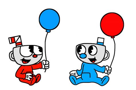 Baby Cuphead and Baby Mugman with balloons by Ultra-Shounen-Kai-Z on ...