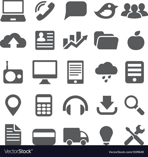 Set gray simple icons for web design Royalty Free Vector