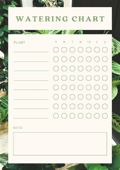 Printable Plant Watering Schedule - Printable Word Searches