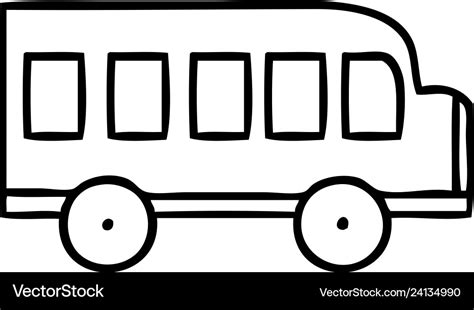 Line drawing cartoon school bus Royalty Free Vector Image