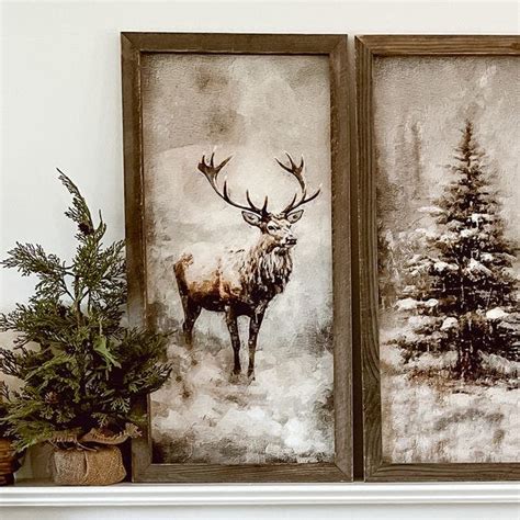 Rustic Framed Elk Wall Art | Antique Farmhouse