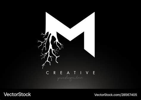 Letter m design logo with creative tree branch m Vector Image