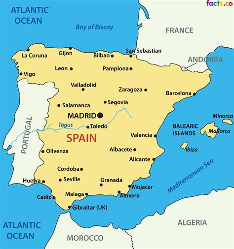 Map of Spain cities: major cities and capital of Spain