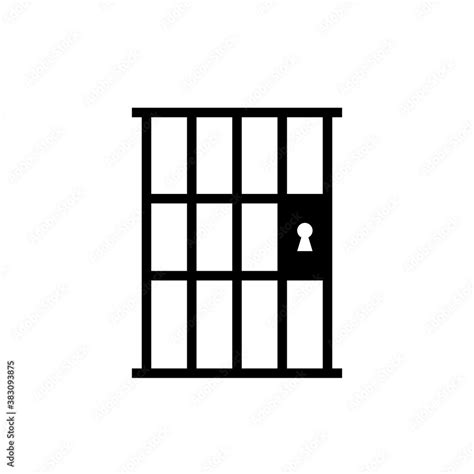 Jail cell door silhouette icon. Clipart image isolated on white ...