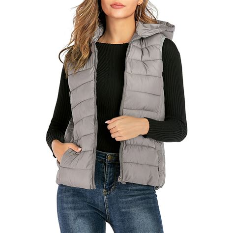 SAYFUT - Sleeveless Hoodie Puffer Vest Womens Ultra Lightweight ...