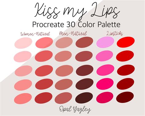 Kiss My Lips Procreate Color Palette / Natural Lips Colors /men Lips ...