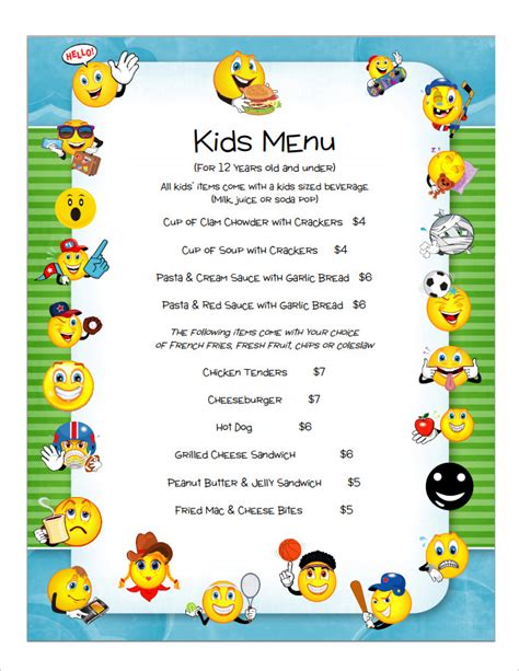 Kids Menu Template Free | Kids Matttroy