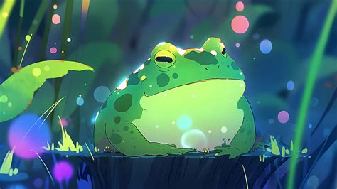 Green Fat Frog Desktop Wallpaper - Cute Frog Wallpaper Desktop