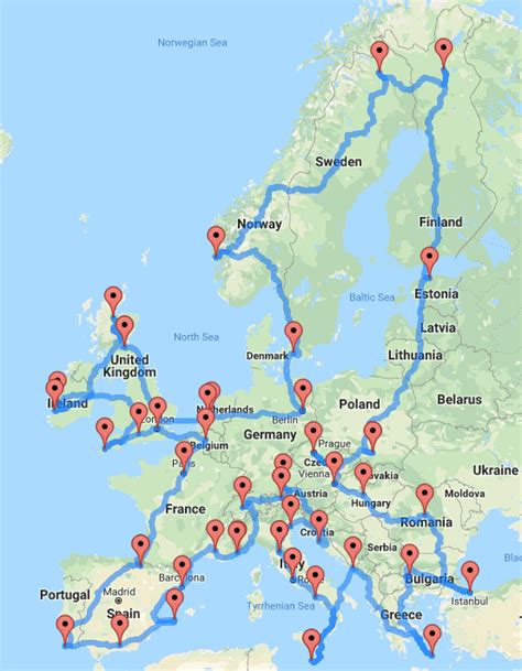 Driving Map Of Europe - Map Of Farmland Cave