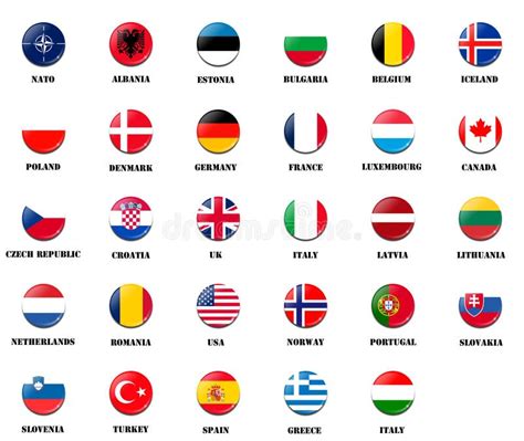 National Flags from NATO Members Stock Illustration - Illustration of ...