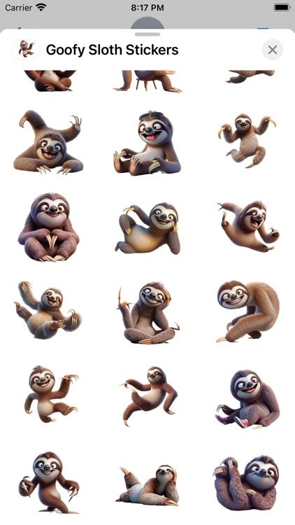 Goofy Sloth Stickers by Paul Scott