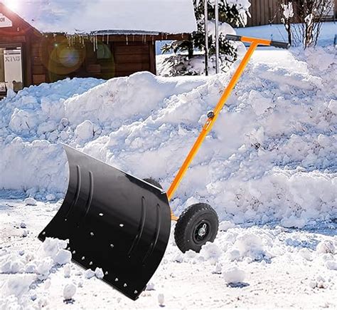 Review Snow Shovel,Snow Shovel with Wheels Heavy Duty,Rolling ...