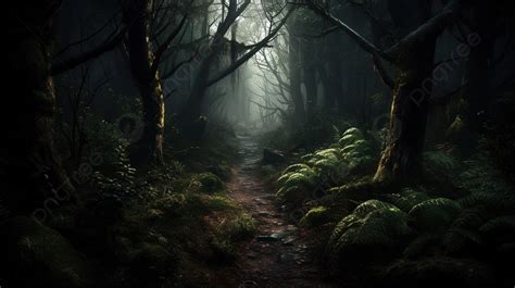 Dark Path Through A Dark Forest Background, Dark Forest Pictures ...