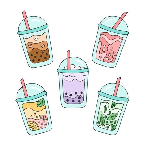 Delicious Hand Drawn Bubble Tea Flavors