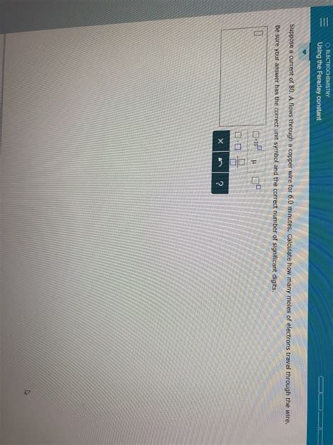 Solved Using the Faraday constant Suppose a current of 80. A | Chegg.com