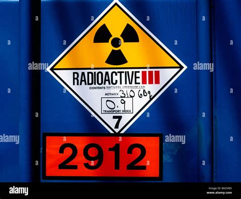 Hazard Sign On Container Of Partially Refined Uranium Ore Stock Photo ...