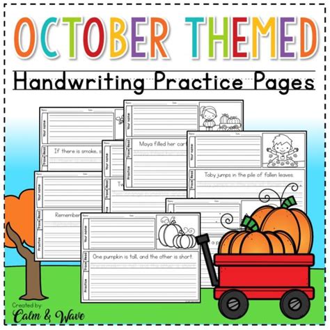 October Themed Handwriting Practice Worksheets - Calm & Wave