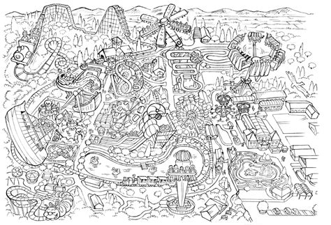 Lightwater Valley theme park map illustration :: Behance