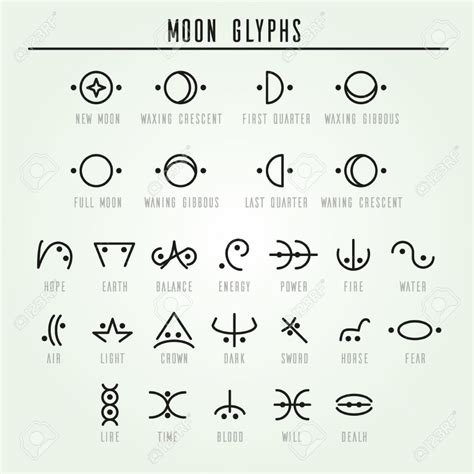 Moon glyphs. Sacred geometry. line style Stock Vector - 55367489 ...