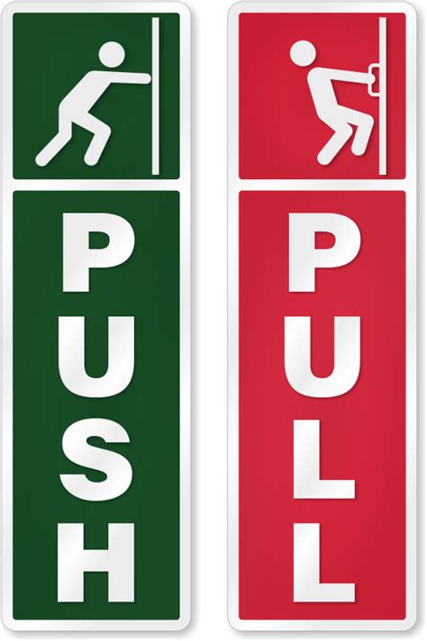 Push Pull Signs for Door with Cliparts, SKU: DP-0124