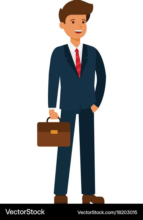 Young happy businessman cartoon flat Royalty Free Vector