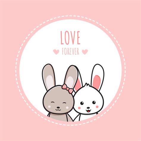 Cute rabbit bunny couple love forever wallpaper icon cartoon ...