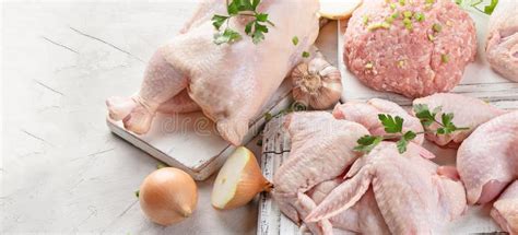 Different Types of Fresh Chicken Meat Stock Photo - Image of breast ...