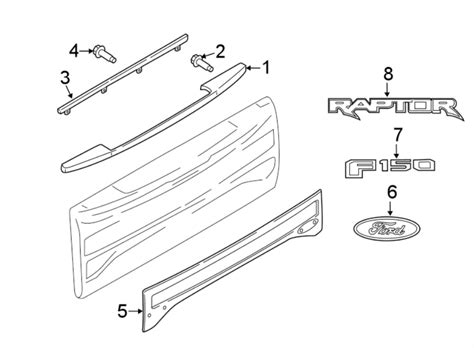 Ford F-150 Tailgate Molding (Upper). W/flex step - ML3Z9941018AC ...