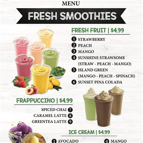 We are so excited about our new Smoothie Menu. All prepared fresh to ...