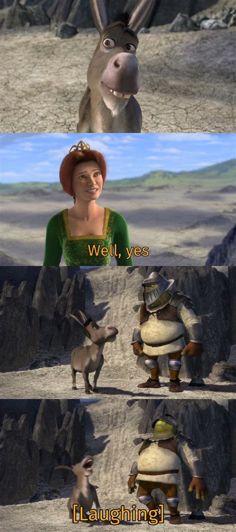 Shrek and Donkey laughing at Fiona Meme Generator