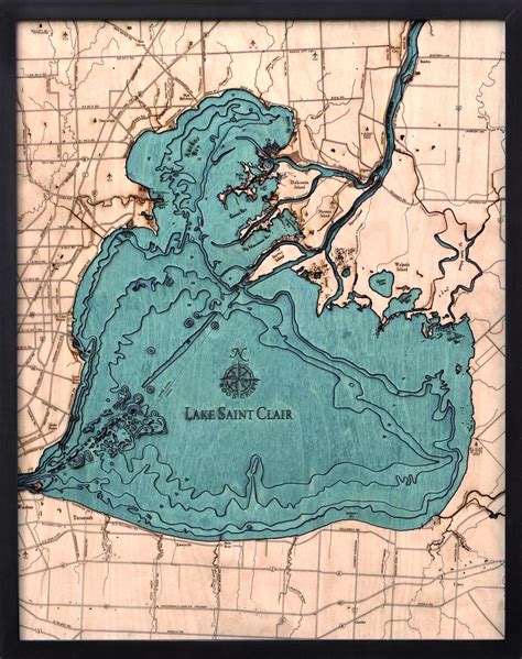 Bathymetric Map Lake St. Clair, Michigan - Scrimshaw Gallery