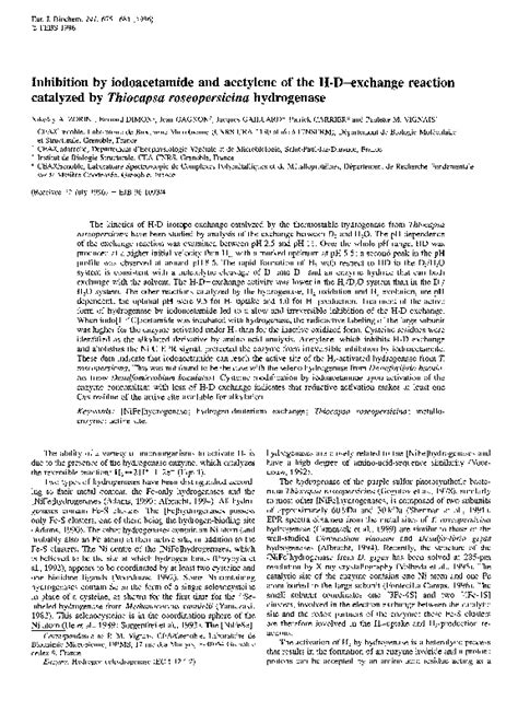 (PDF) Inhibition by Iodoacetamide and Acetylene of the H-D-Exchange ...