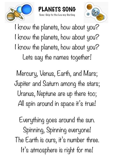 Easy to learn song about the planets. (sung to the tune of Skip to the ...