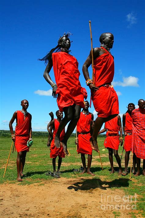 Masai Warrior Dancing Traditional Dance by Anna Omelchenko