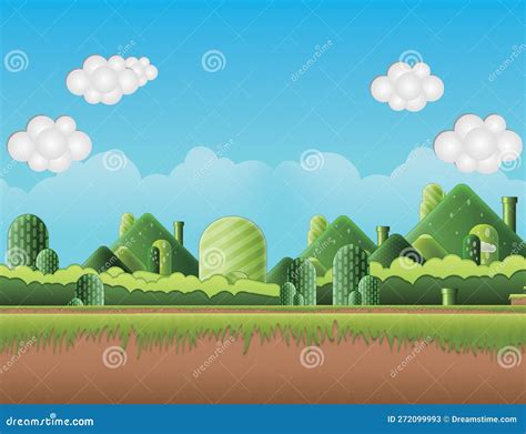 Mountains and Trees and Grass, Super Mario Background Stock ...