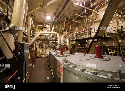 Interior of vintage steam engine room on WWII Liberty Ship Stock Photo ...