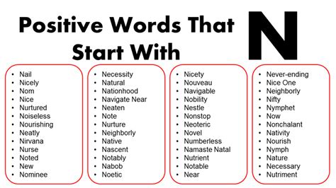 Positive Words Starting With N - GrammarVocab