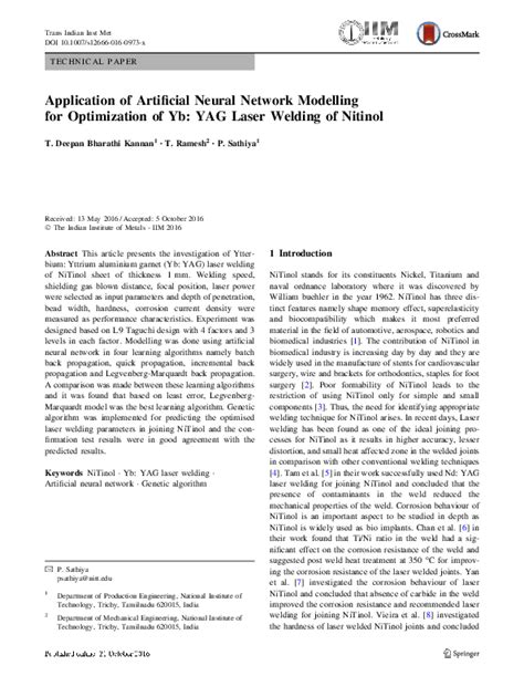 (PDF) Application of an artificial neural network model for the ...