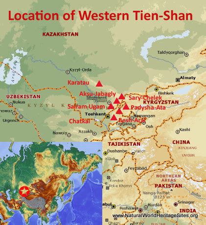 Tian Shan On World Map